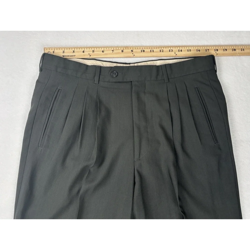 Galliani Reda Super 100 Wool‎ Pleated Dress Pants Italy Men's 36x30 Cuffed